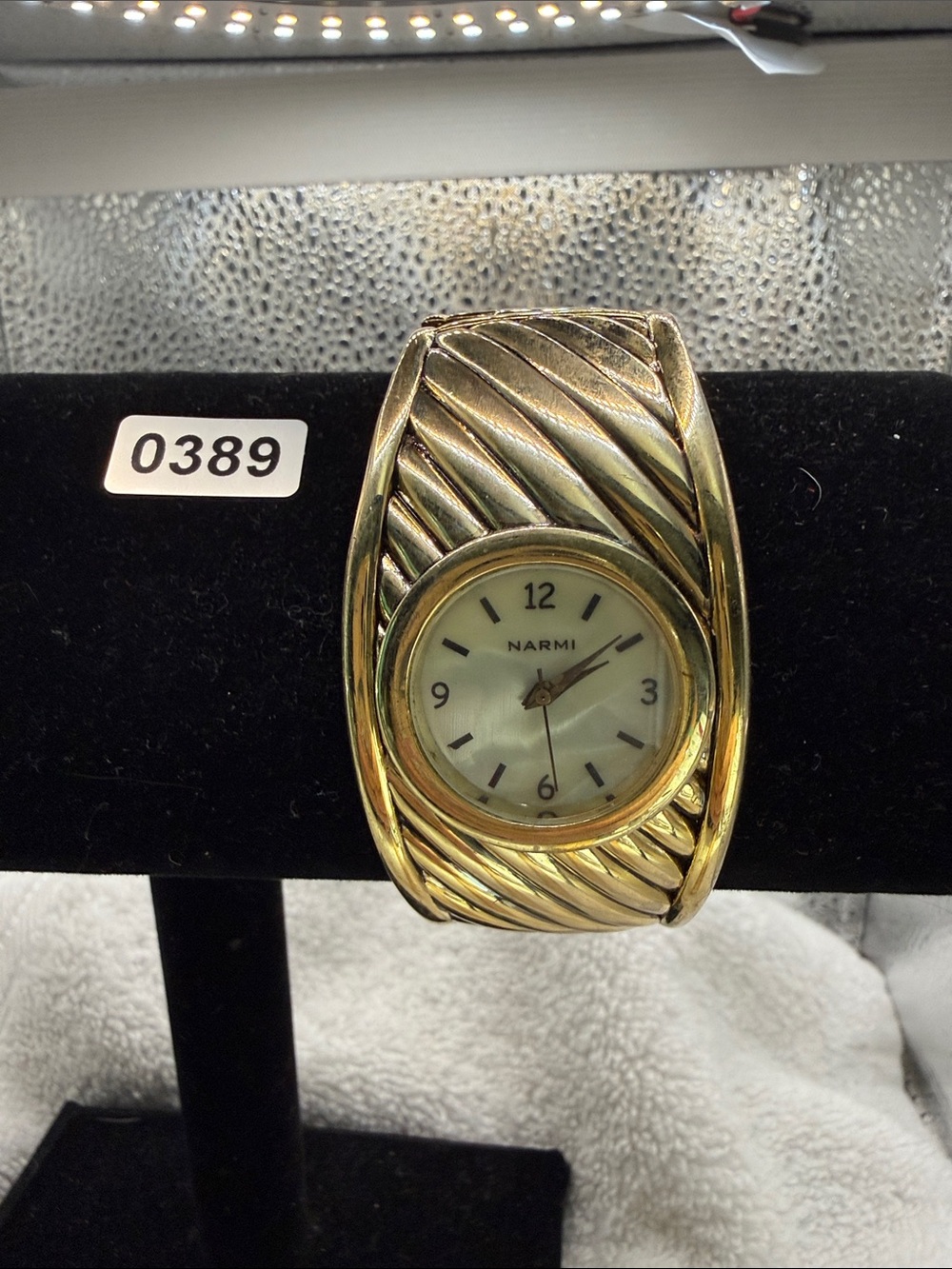 Gold-Tone Twisted Cable Cuff Watch Bracelet